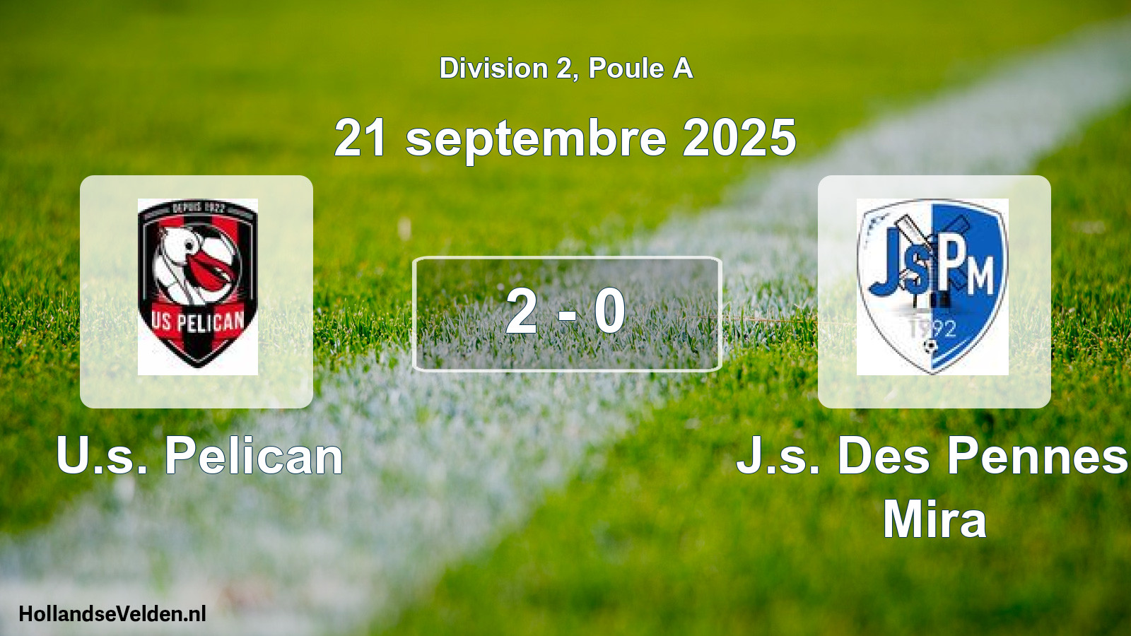Match joué: U.s. Pelican - J.s. Des Pennes Mira 2 - 0 (21 septembre 2025)