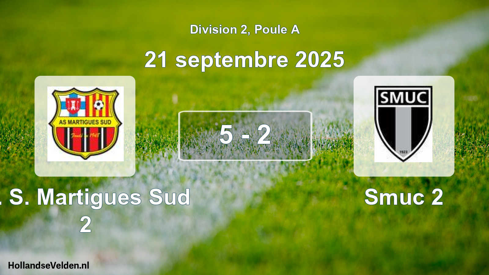 Match joué: A. S. Martigues Sud 2 - Smuc 2 5 - 2 (21 septembre 2025)