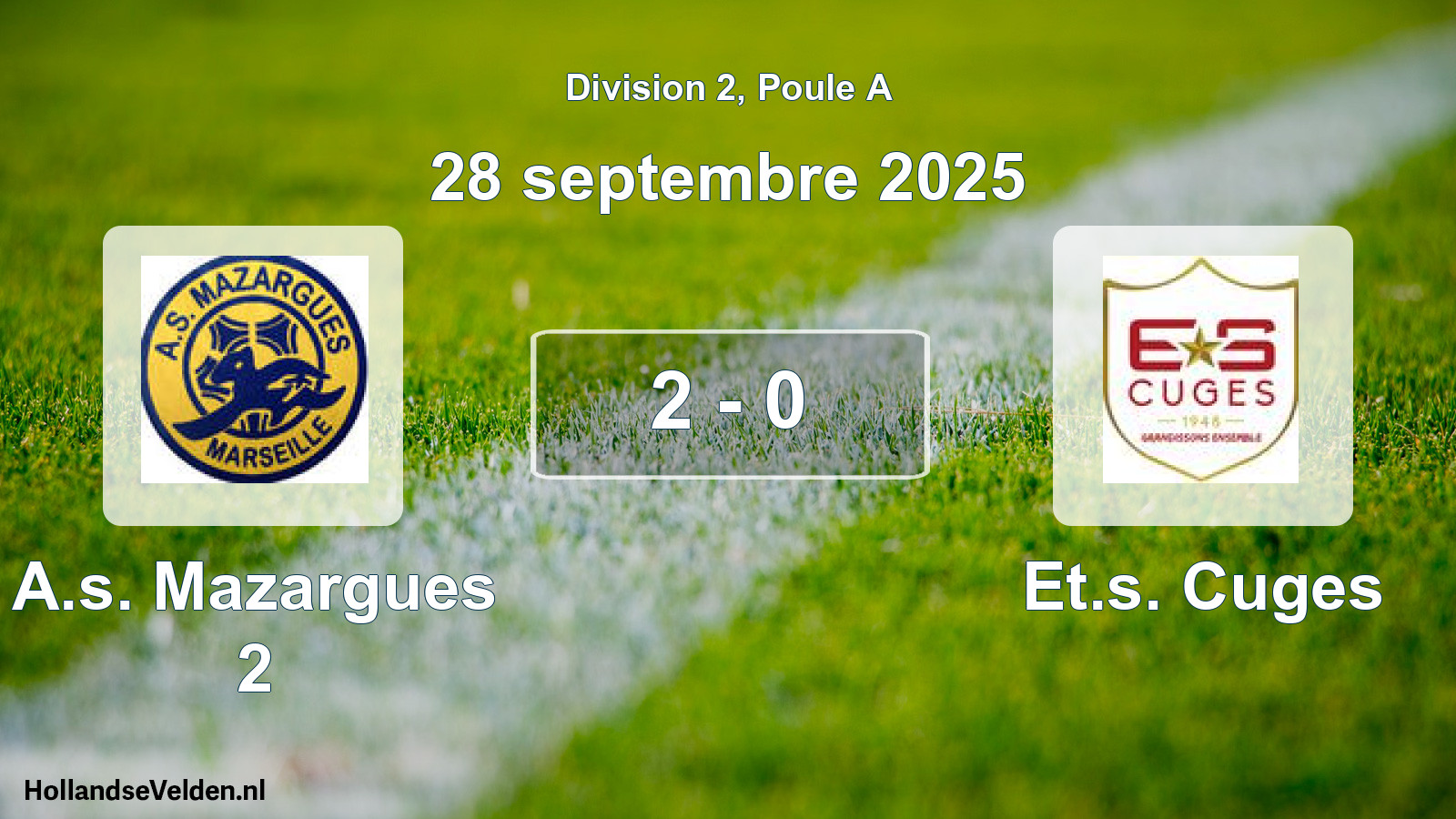 Match joué: A.s. Mazargues 2 - Et.s. Cuges 2 - 0 (28 septembre 2025)
