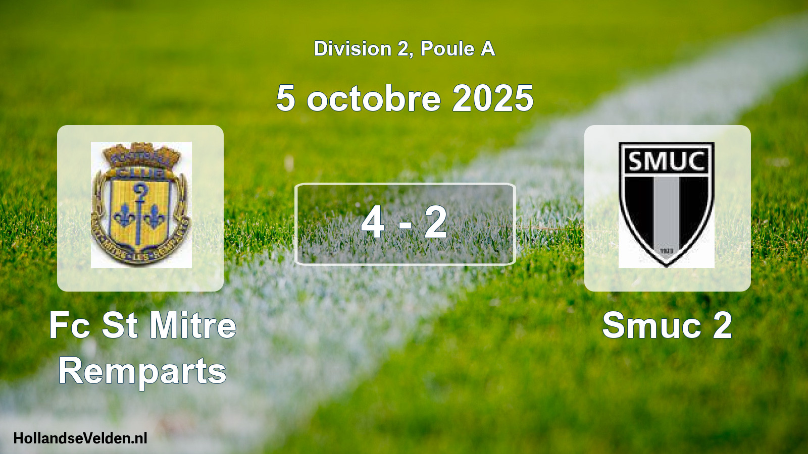 Match joué: Fc St Mitre Remparts - Smuc 2 4 - 2 (5 octobre 2025)