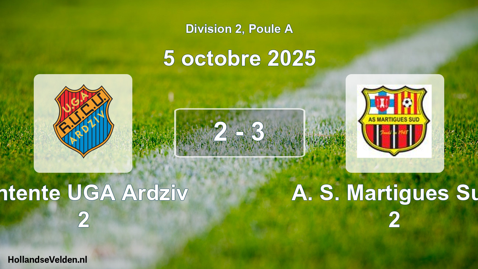 Match joué: Entente UGA Ardziv 2 - A. S. Martigues Sud 2 2 - 3 (5 octobre 2025)