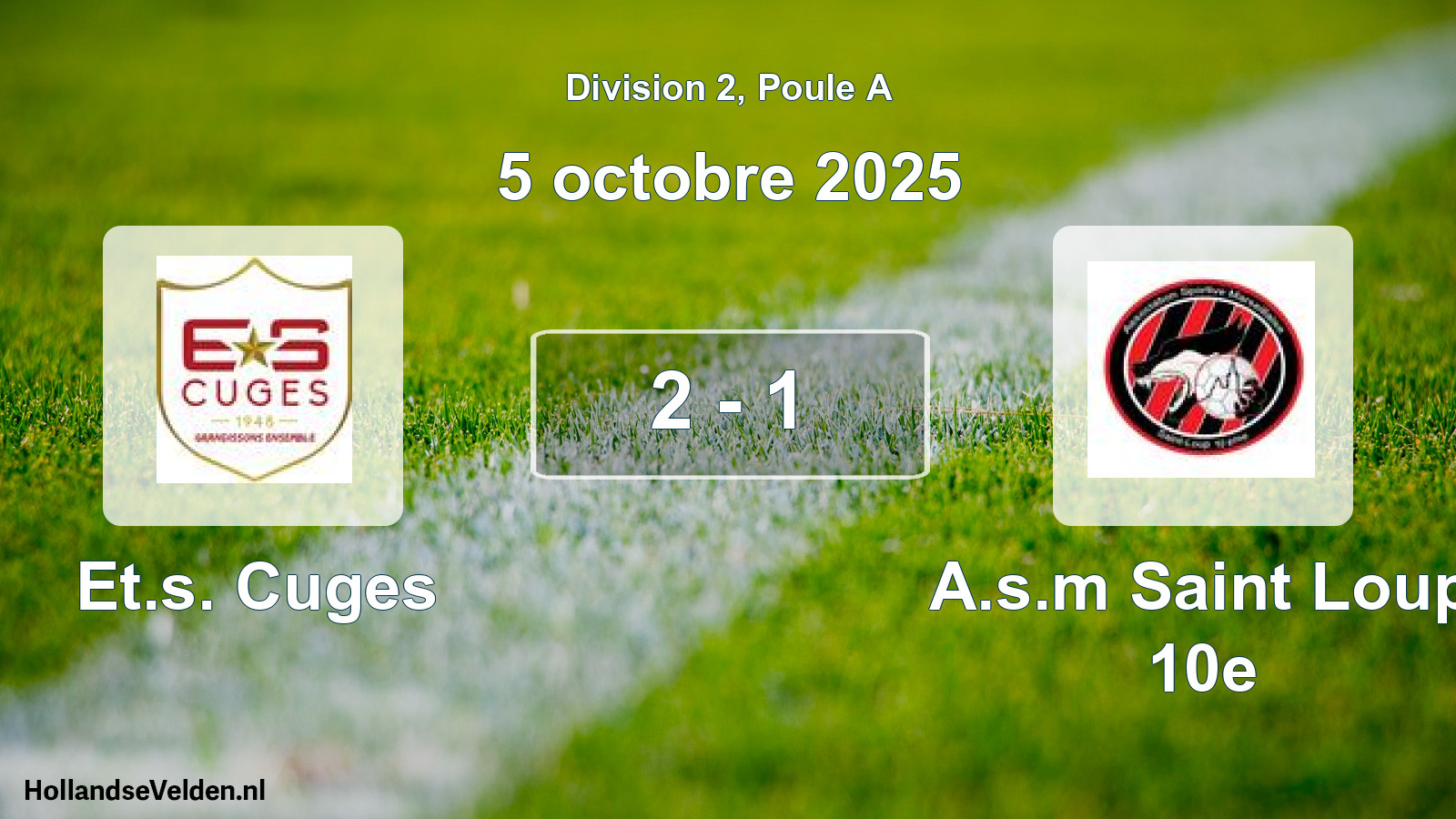 Total number of matches played: Et.s. Cuges - A.s.m Saint Loup 10e 2 - 1 (5 October 2025)