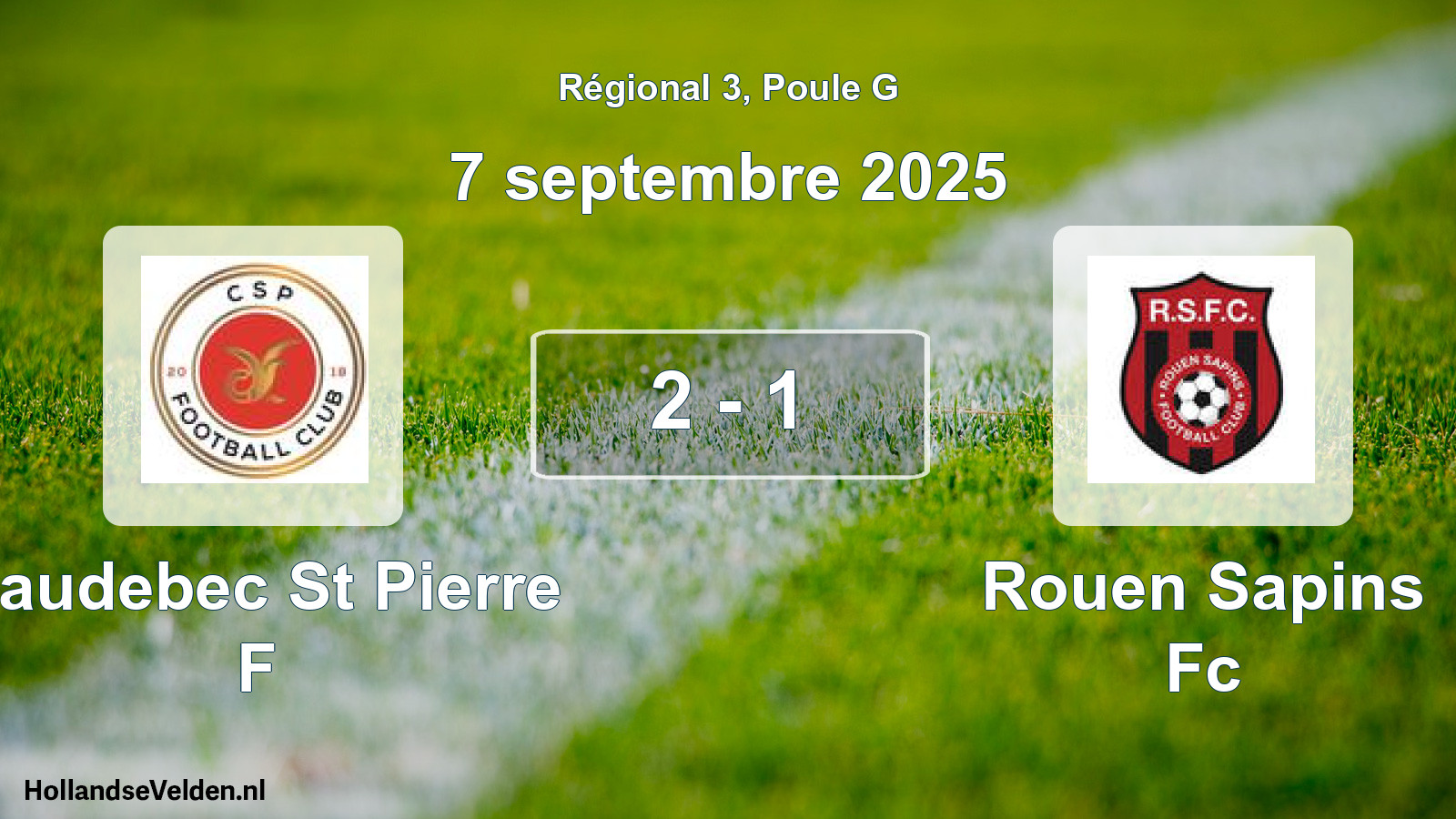 Gespeelde wedstrijd: Caudebec St Pierre F - Rouen Sapins Fc 2 - 1 (7 septembre 2025)
