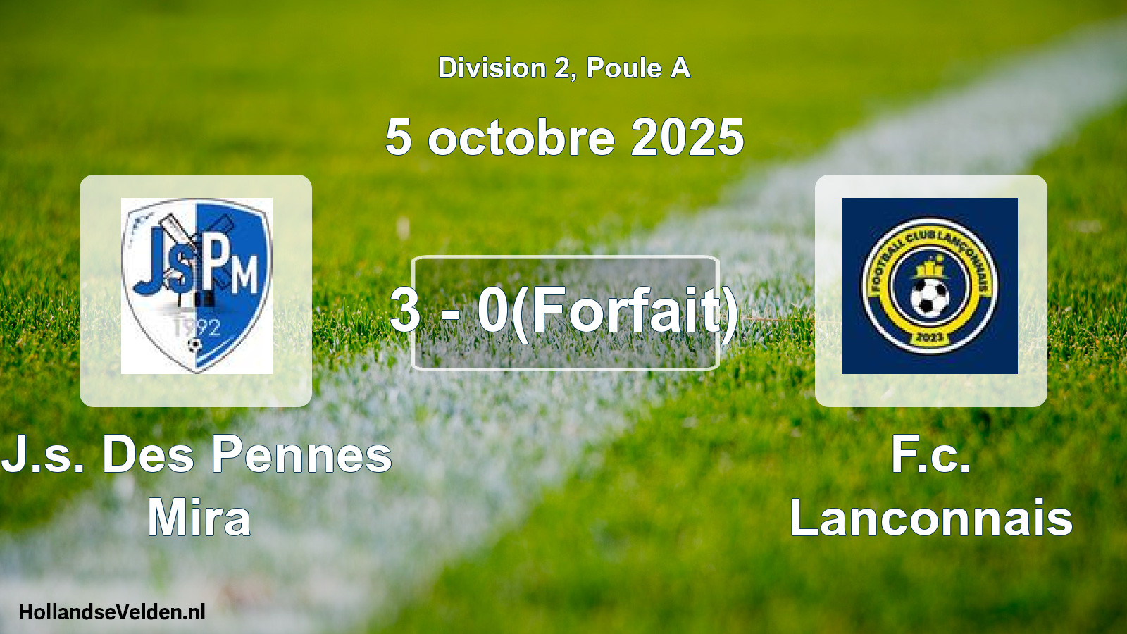 Total number of matches played: J.s. Des Pennes Mira - F.c. Lanconnais 3 - 0(Forfait) (5 October 2025)