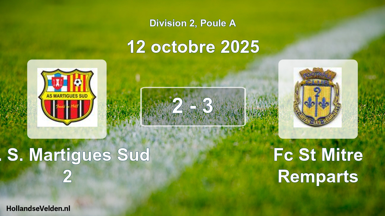 Total number of matches played: A. S. Martigues Sud 2 - Fc St Mitre Remparts 2 - 3 (12 October 2025)