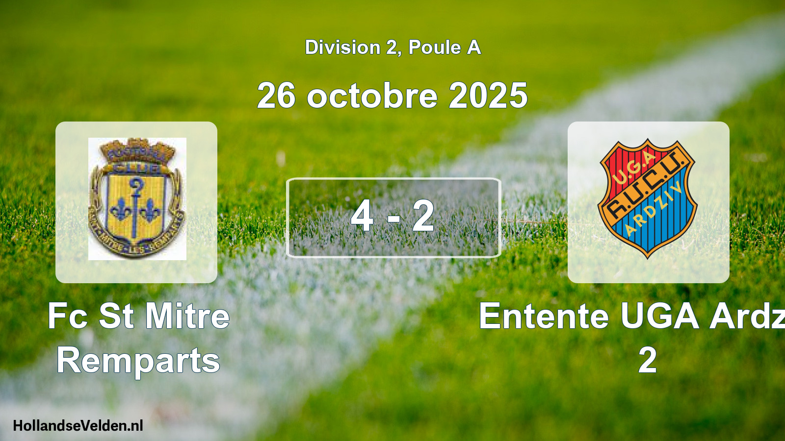 Gespeelde wedstrijd: Fc St Mitre Remparts - Entente UGA Ardziv 2 4 - 2 (26 oktober 2025)