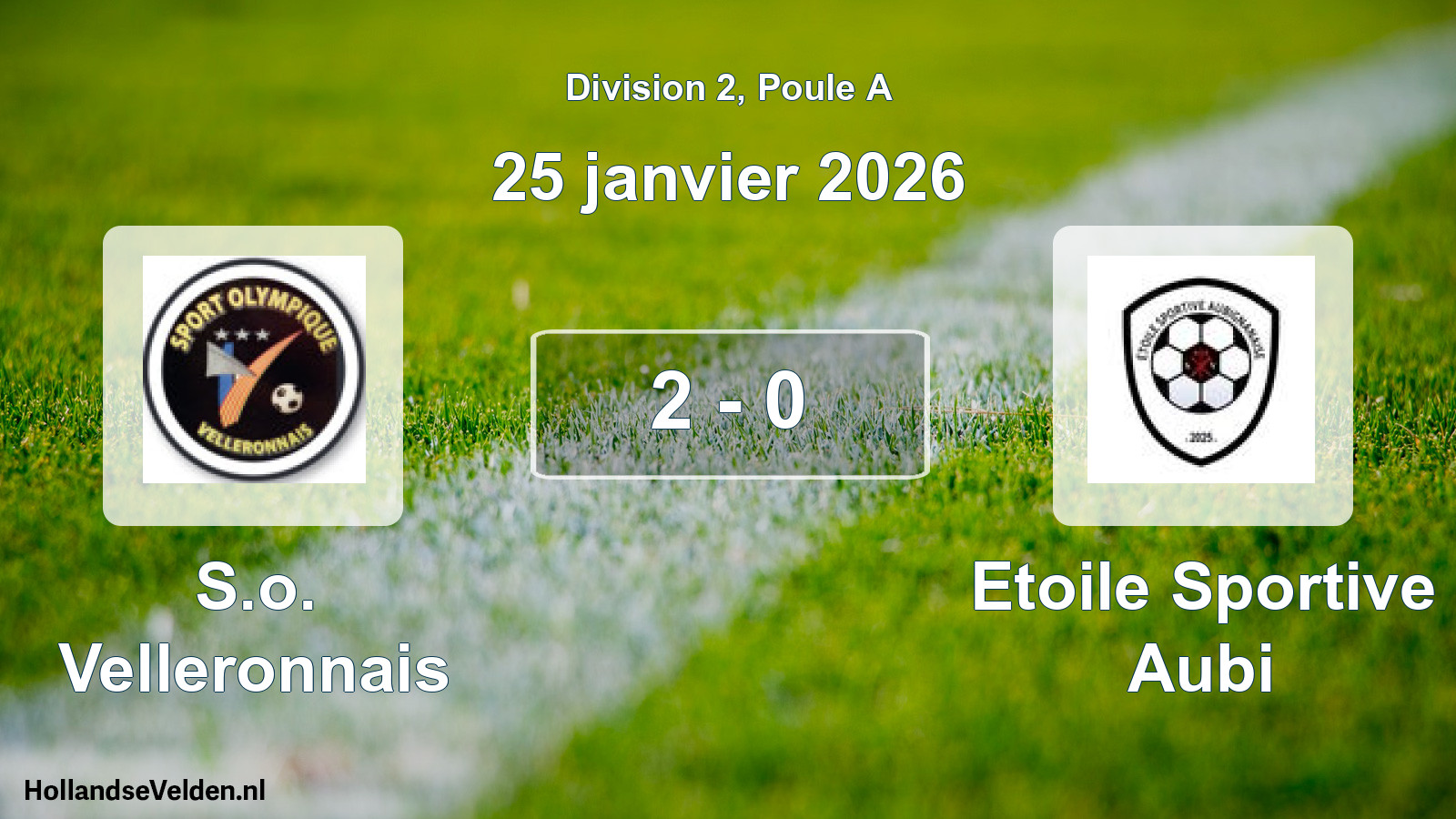 Total number of matches played: S.o. Velleronnais - Etoile Sportive Aubi 2 - 0 (25 January 2026)