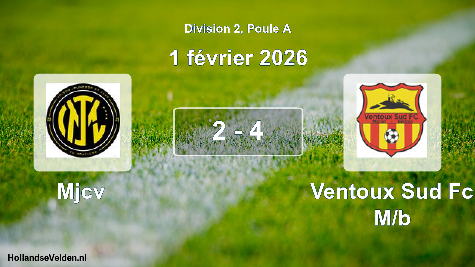 Match joué: Mjcv - Ventoux Sud Fc M/b 2 - 4 (1 février 2026)