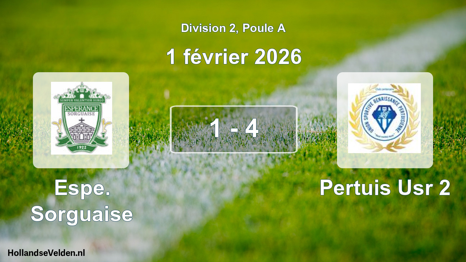 Total number of matches played: Espe. Sorguaise - Pertuis Usr 2 1 - 4 (1 February 2026)