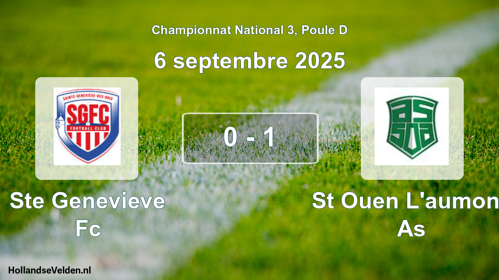 Gespeelde wedstrijd: Ste Genevieve Fc - St Ouen L'aumone As 0 - 1 (6 september 2025)