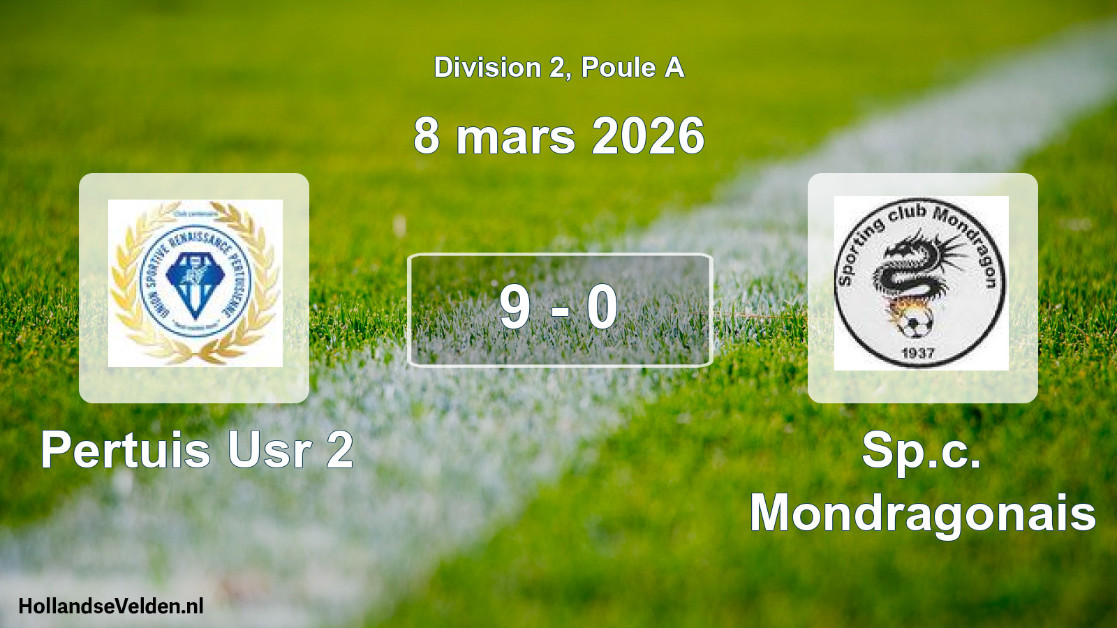 Match joué: Pertuis Usr 2 - Sp.c. Mondragonais 9 - 0 (8 mars 2026)