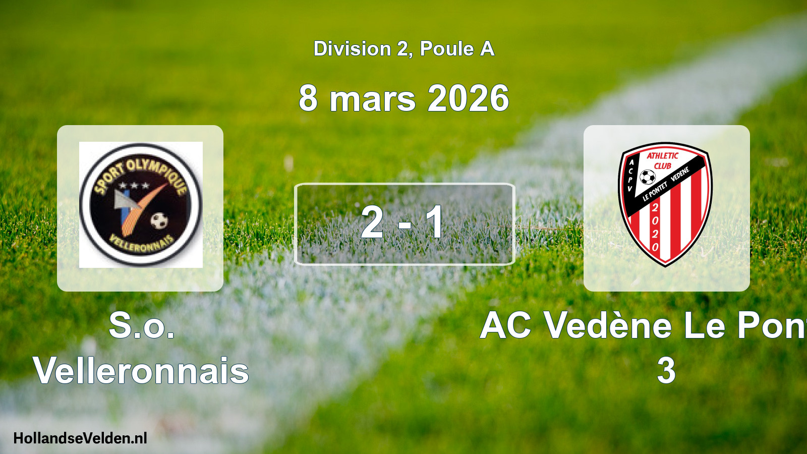 Gespeelde wedstrijd: S.o. Velleronnais - AC Vedène Le Pontet 3 2 - 1 (8 maart 2026)