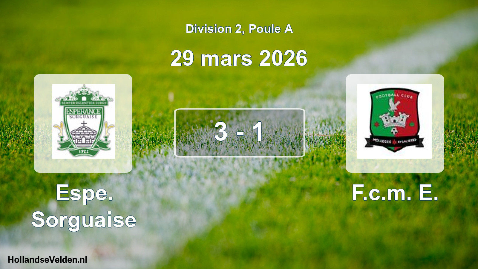 Total number of matches played: Espe. Sorguaise - F.c.m. E. 3 - 1 (29 March 2026)