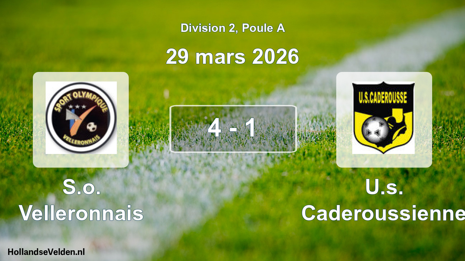 Match joué: S.o. Velleronnais - U.s. Caderoussienne 4 - 1 (29 mars 2026)