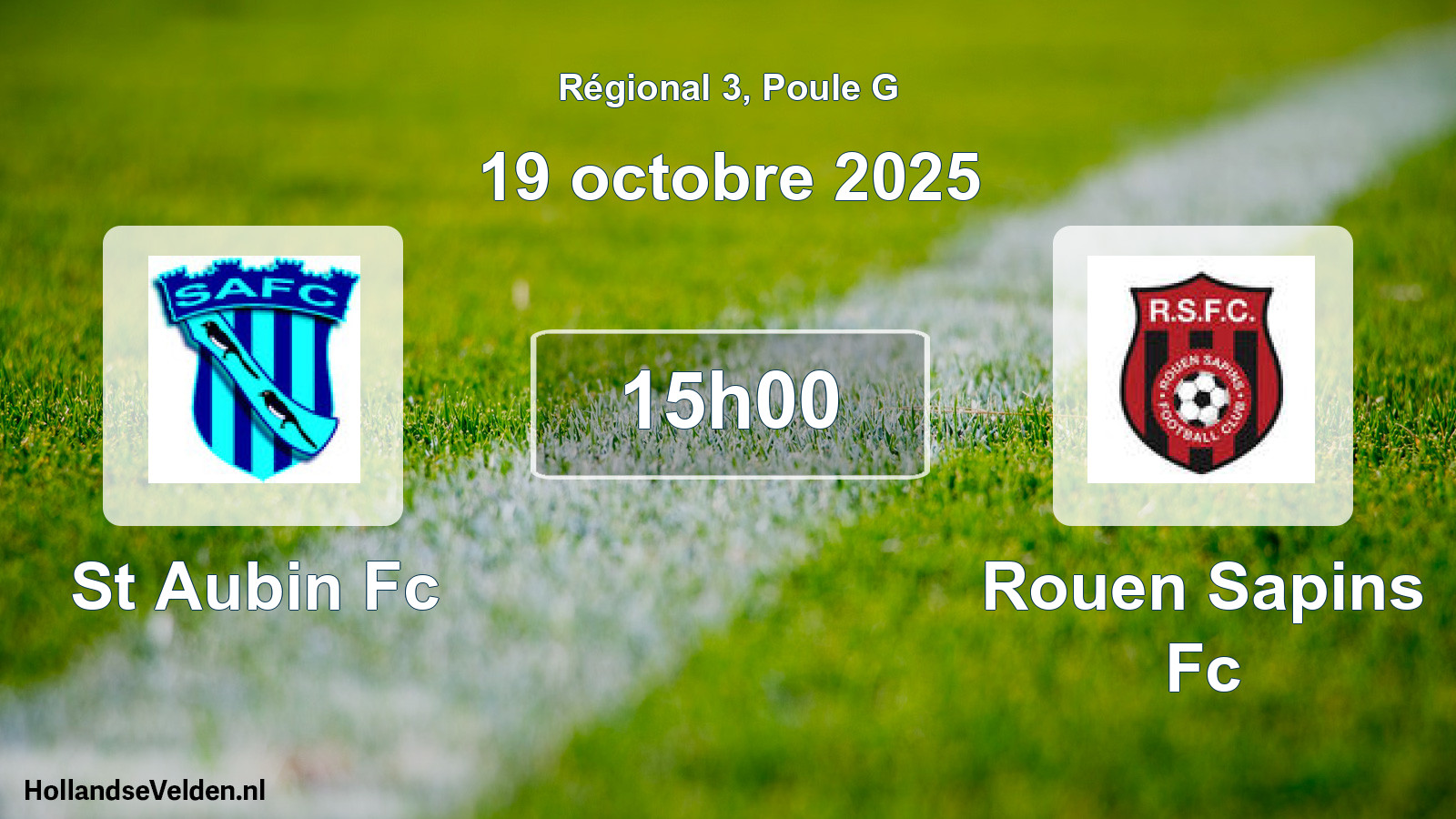 Geplande wedstrijd: St Aubin Fc - Rouen Sapins Fc (19 octobre 2025)