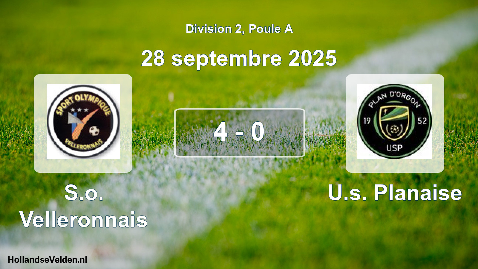 Total number of matches played: S.o. Velleronnais - U.s. Planaise 4 - 0 (28 September 2025)
