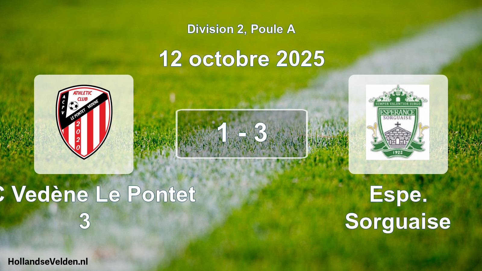 Match joué: AC Vedène Le Pontet 3 - Espe. Sorguaise 1 - 3 (12 octobre 2025)