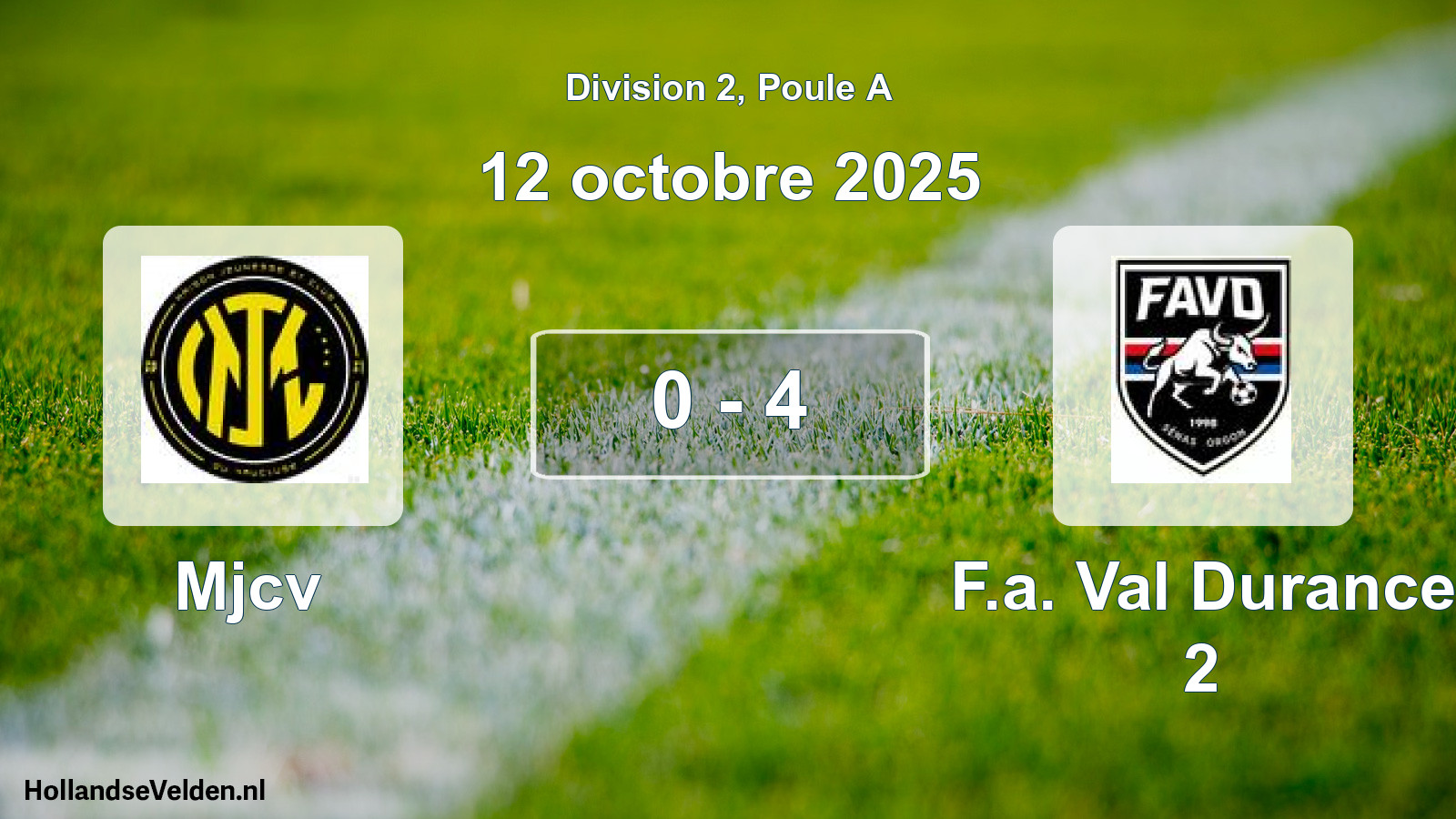 Match joué: Mjcv - F.a. Val Durance 2 0 - 4 (12 octobre 2025)