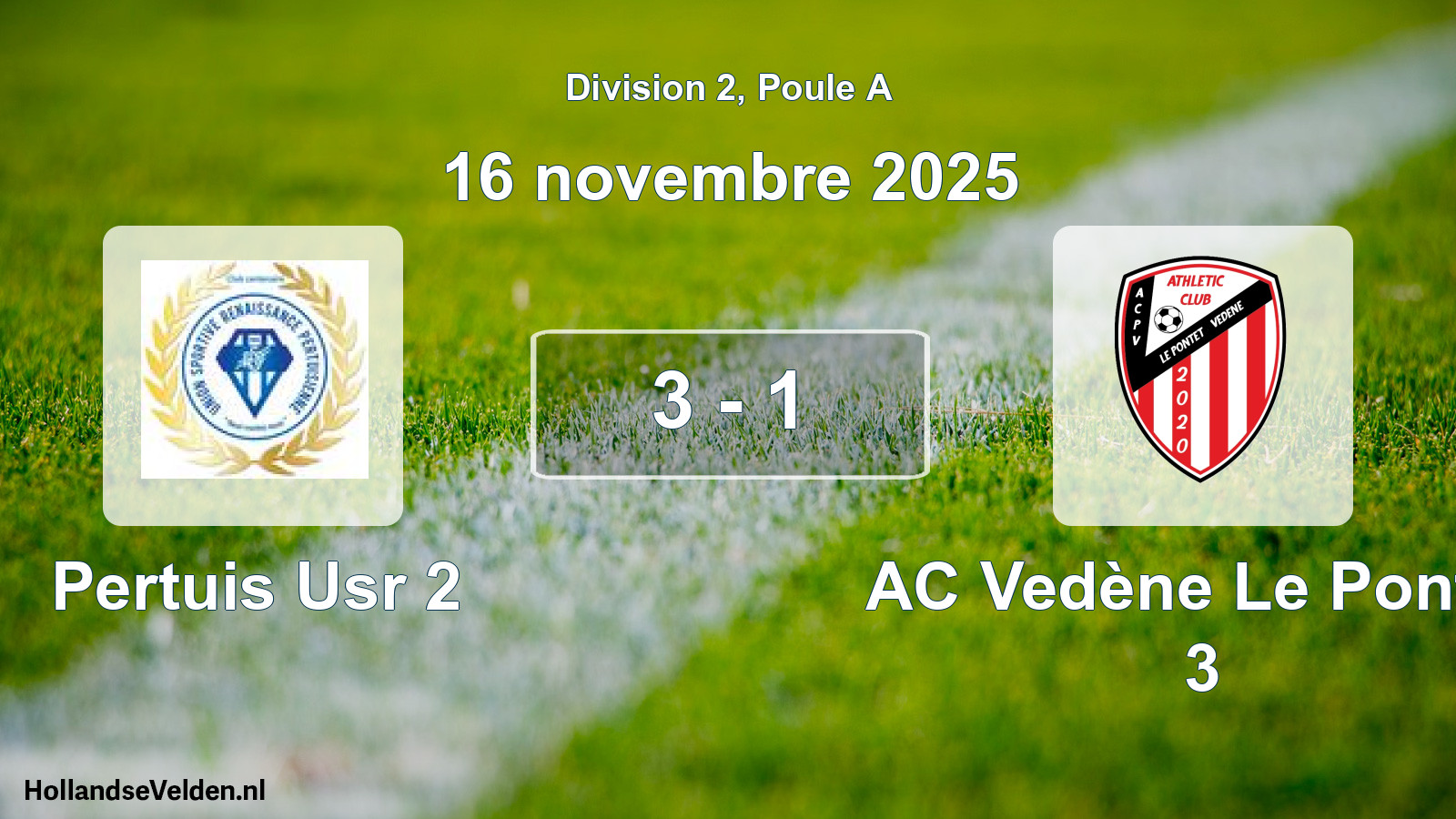 Match joué: Pertuis Usr 2 - AC Vedène Le Pontet 3 3 - 1 (16 novembre 2025)