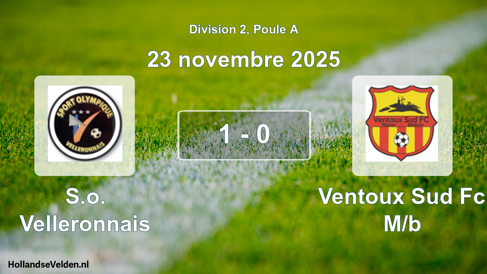 Total number of matches played: S.o. Velleronnais - Ventoux Sud Fc M/b 1 - 0 (23 November 2025)