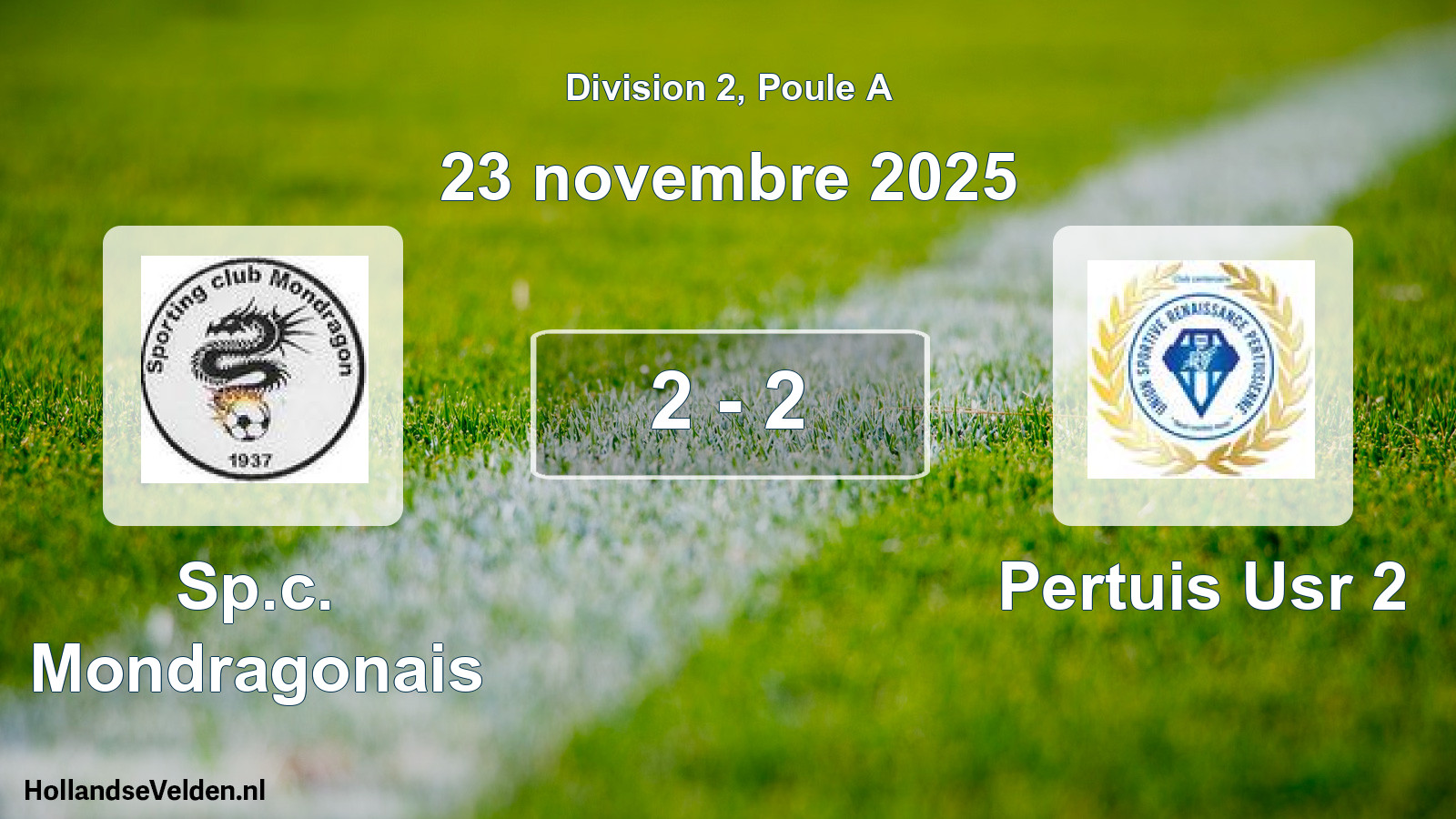 Match joué: Sp.c. Mondragonais - Pertuis Usr 2 2 - 2 (23 novembre 2025)