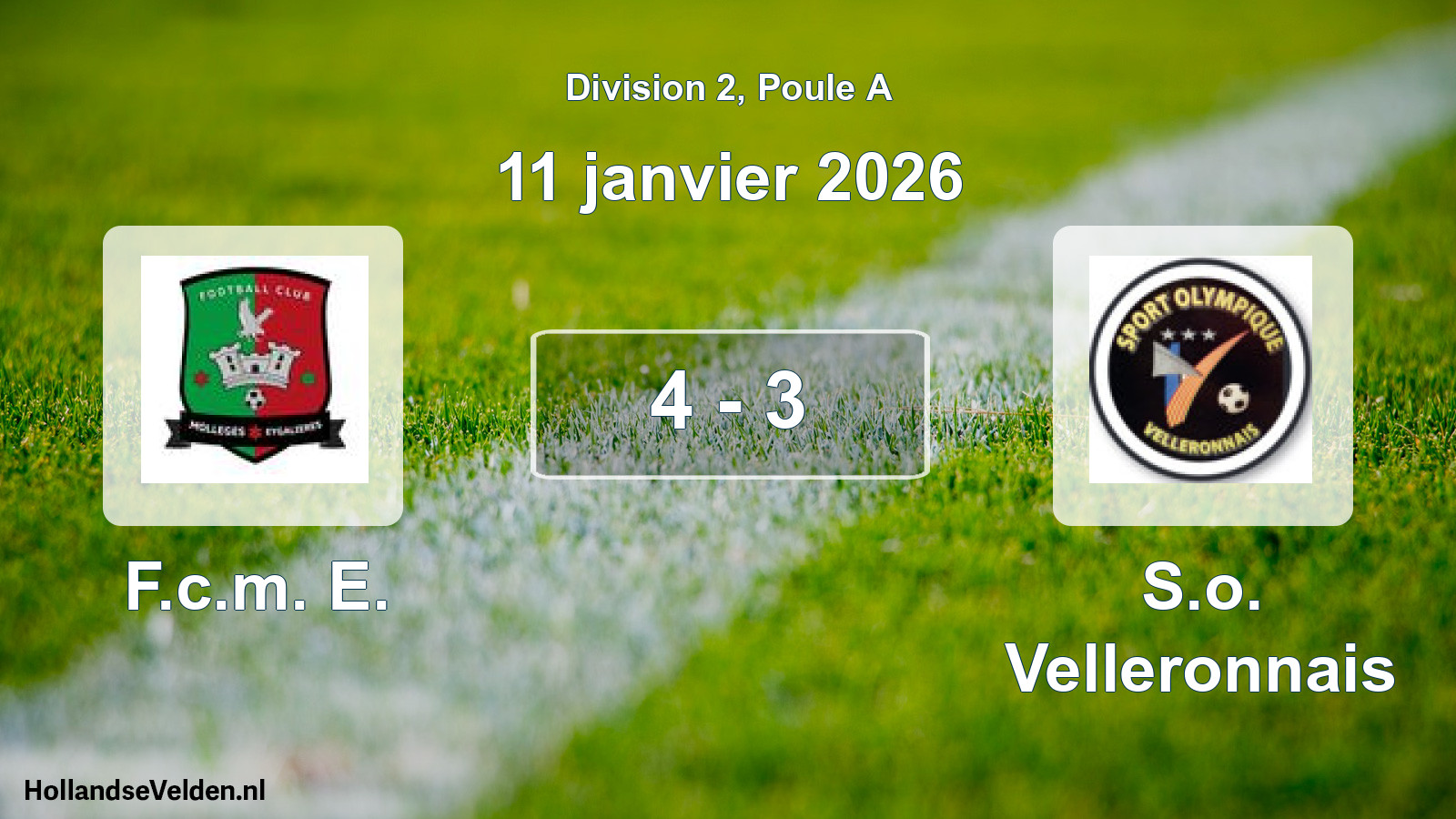 Match joué: F.c.m. E. - S.o. Velleronnais 4 - 3 (11 janvier 2026)