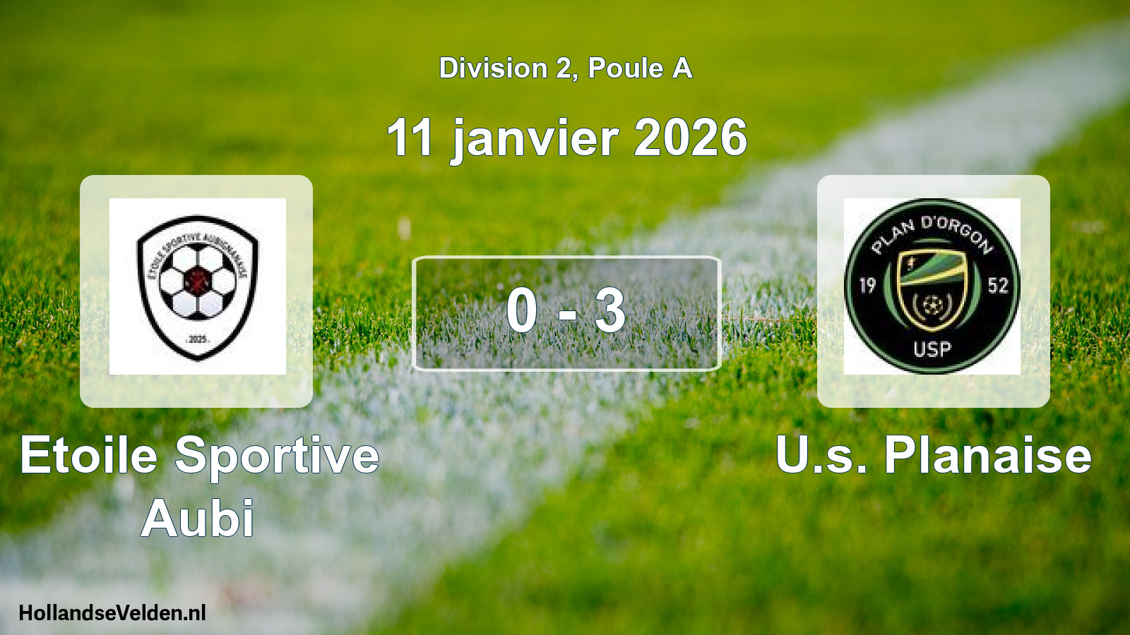 Total number of matches played: Etoile Sportive Aubi - U.s. Planaise 0 - 3 (11 January 2026)