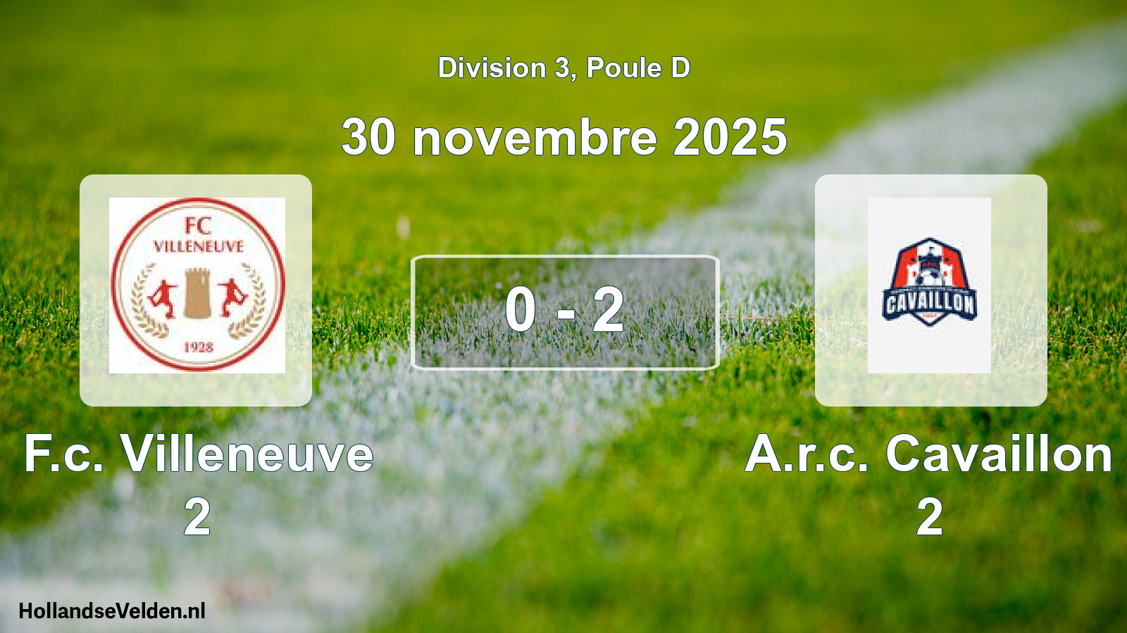 Match joué: F.c. Villeneuve 2 - A.r.c. Cavaillon 2 0 - 2 (30 novembre 2025)