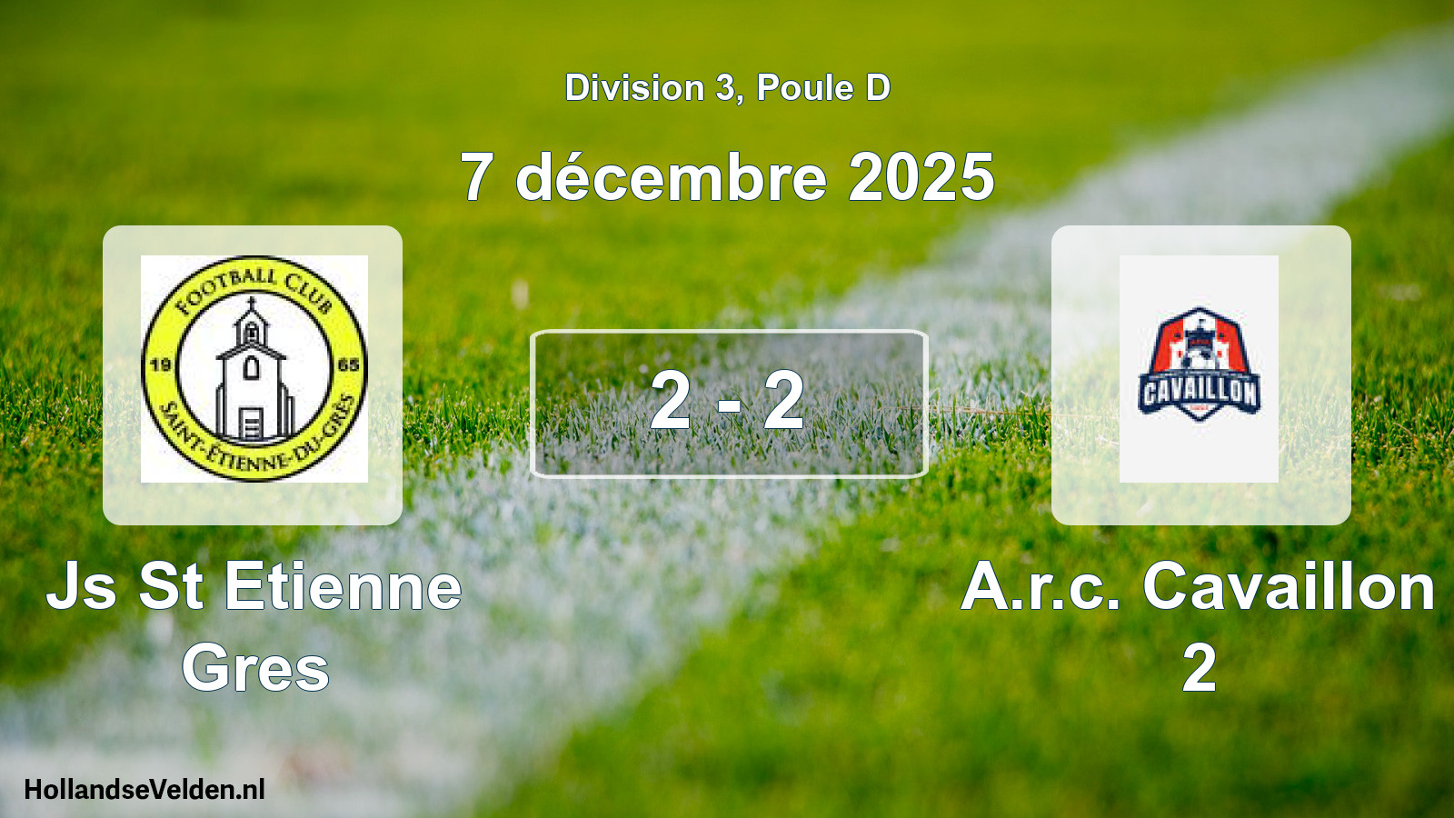 Total number of matches played: Js St Etienne Gres - A.r.c. Cavaillon 2 2 - 2 (7 December 2025)