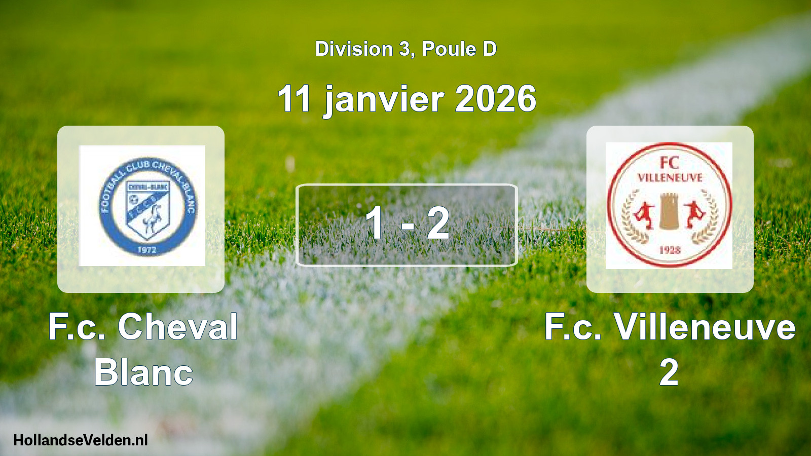 Total number of matches played: F.c. Cheval Blanc - F.c. Villeneuve 2 1 - 2 (11 January 2026)