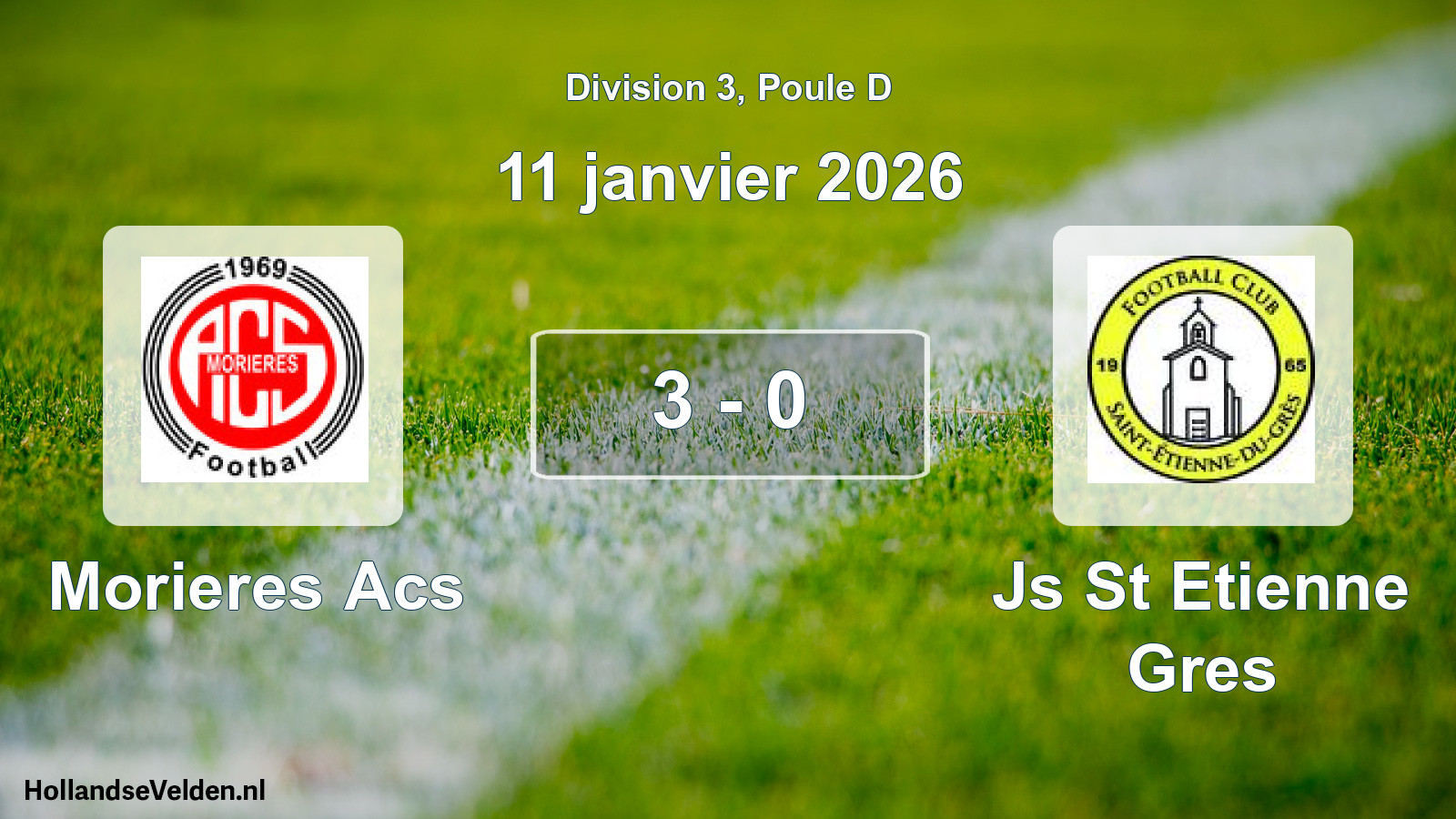 Total number of matches played: Morieres Acs - Js St Etienne Gres 3 - 0 (11 January 2026)