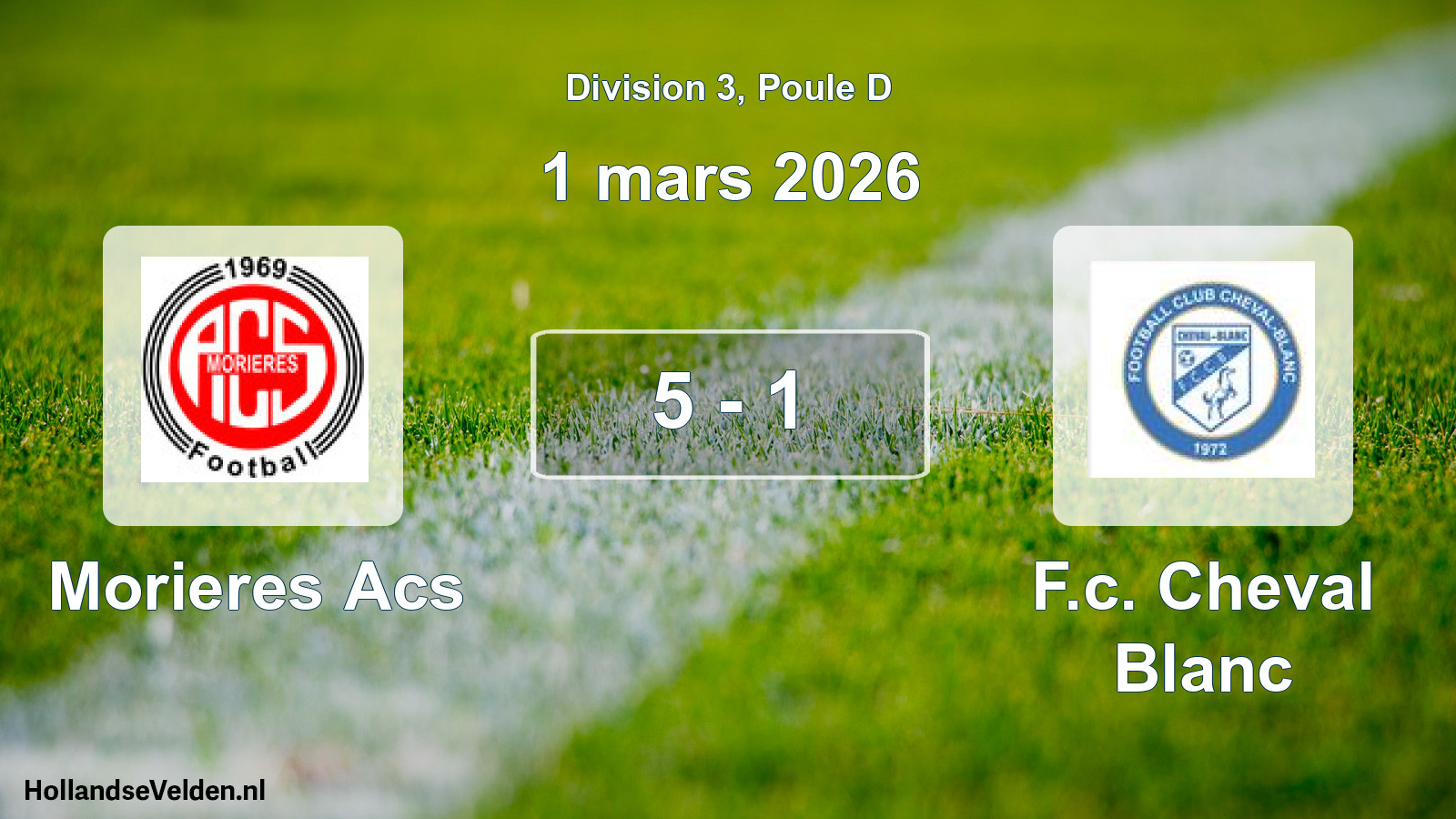 Match joué: Morieres Acs - F.c. Cheval Blanc 5 - 1 (1 mars 2026)