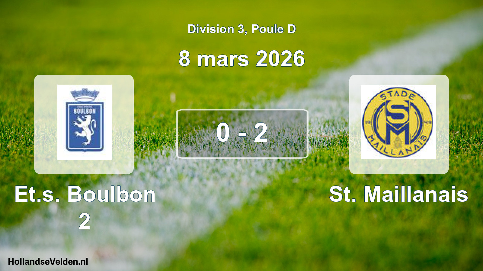 Match joué: Et.s. Boulbon 2 - St. Maillanais 0 - 2 (8 mars 2026)