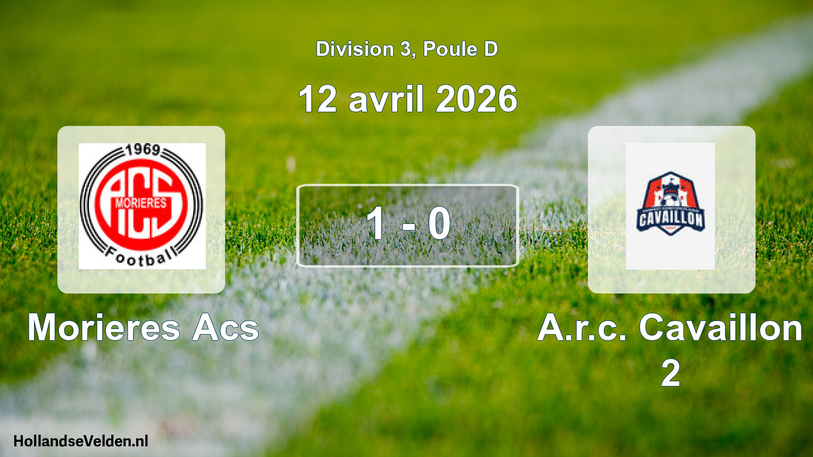 Match joué: Morieres Acs - A.r.c. Cavaillon 2 1 - 0 (12 avril 2026)