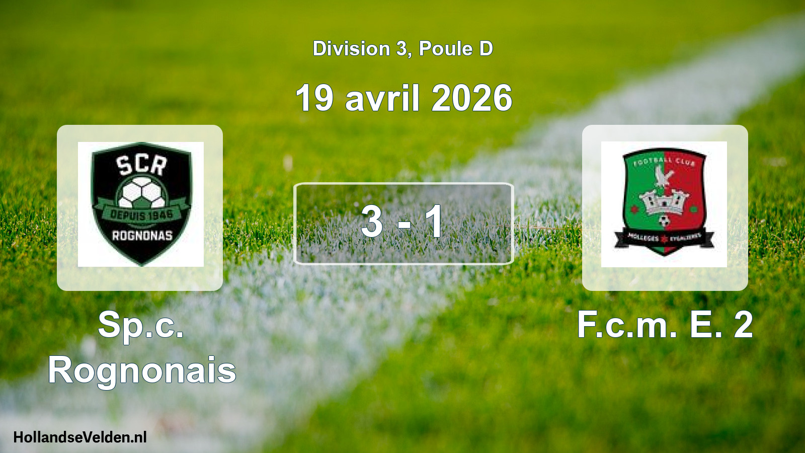 Total number of matches played: Sp.c. Rognonais - F.c.m. E. 2 3 - 1 (19 April 2026)