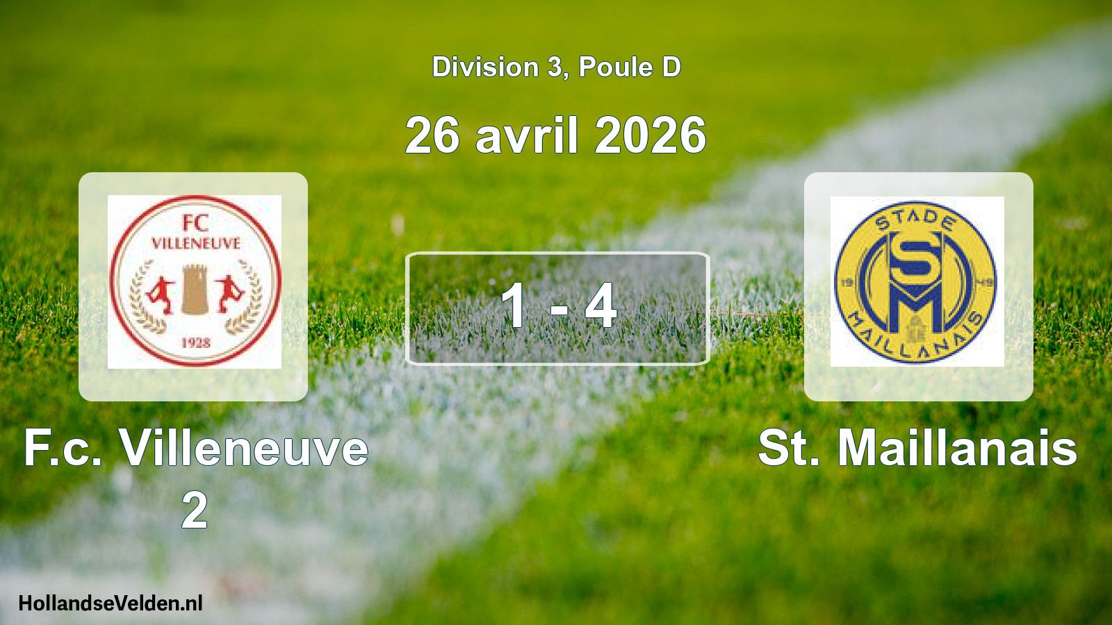 Total number of matches played: F.c. Villeneuve 2 - St. Maillanais 1 - 4 (26 April 2026)