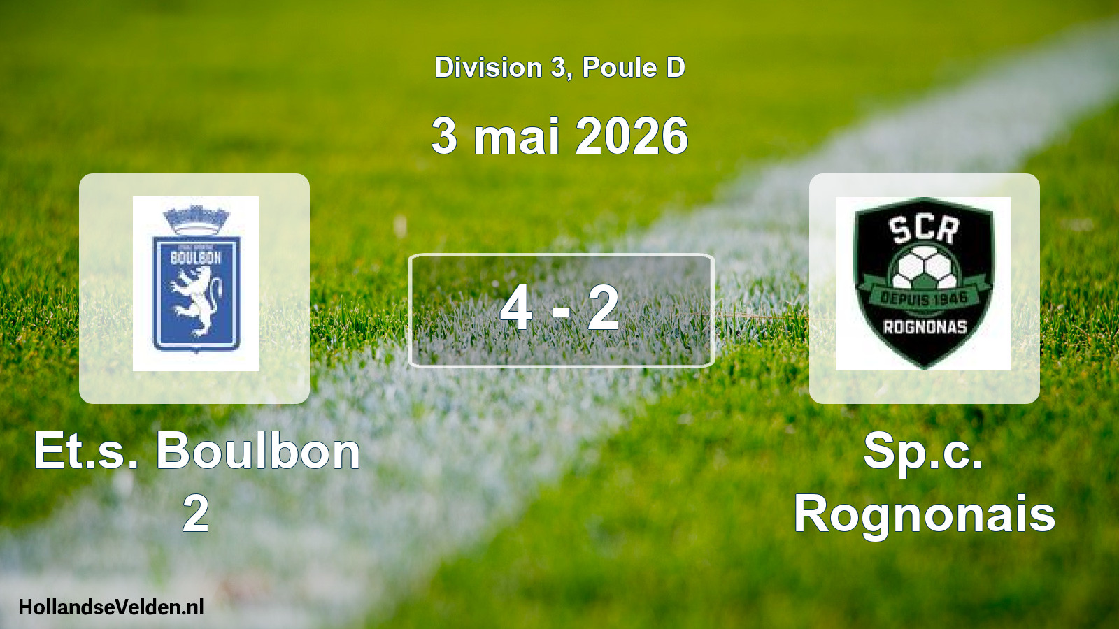 Gespeelde wedstrijd: Et.s. Boulbon 2 - Sp.c. Rognonais 4 - 2 (3 mei 2026)