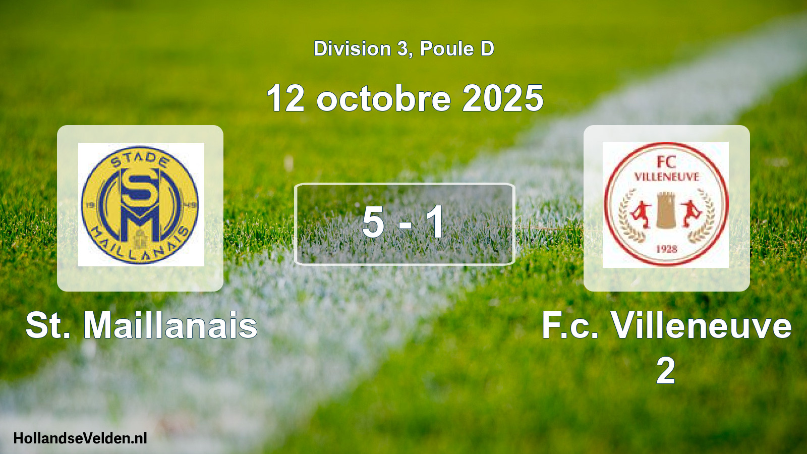 Match joué: St. Maillanais - F.c. Villeneuve 2 5 - 1 (12 octobre 2025)