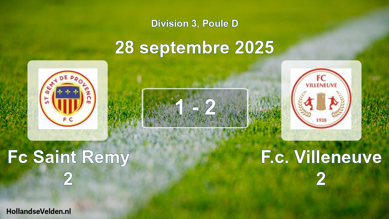 Match joué: Fc Saint Remy 2 - F.c. Villeneuve 2 1 - 2 (28 septembre 2025)