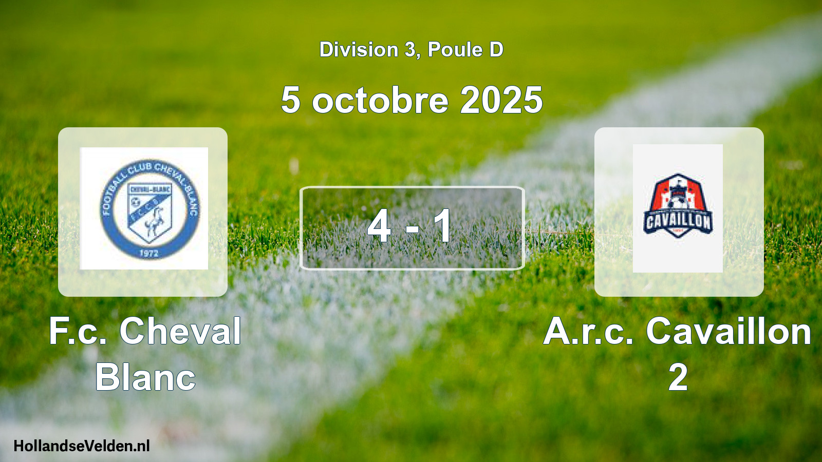Match joué: F.c. Cheval Blanc - A.r.c. Cavaillon 2 4 - 1 (5 octobre 2025)