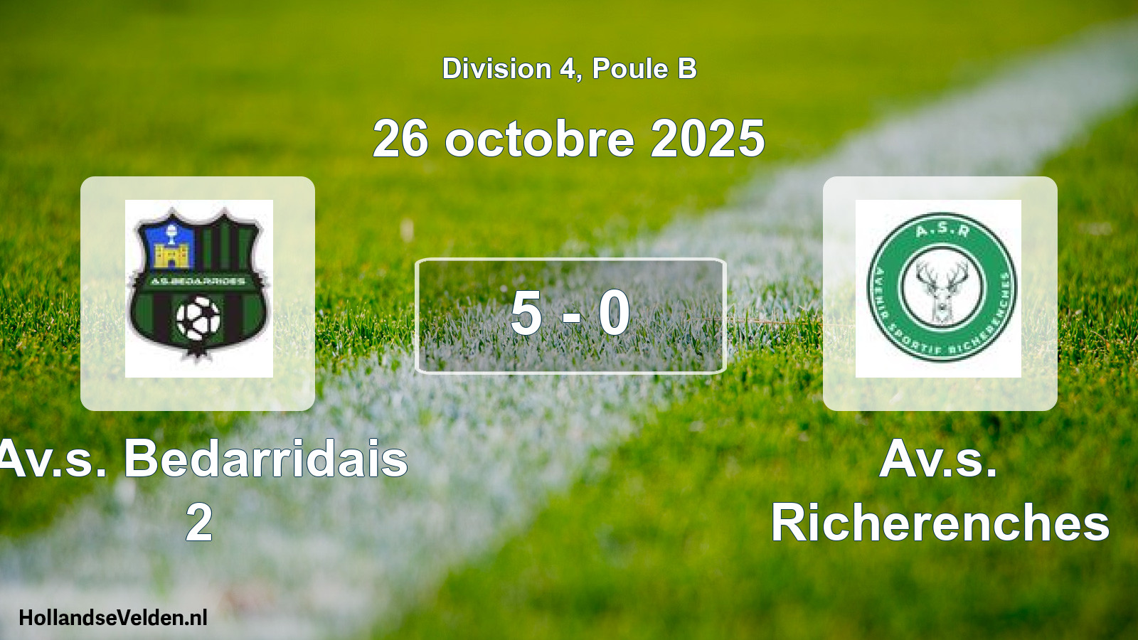 Total number of matches played: Av.s. Bedarridais 2 - Av.s. Richerenches 5 - 0 (26 October 2025)