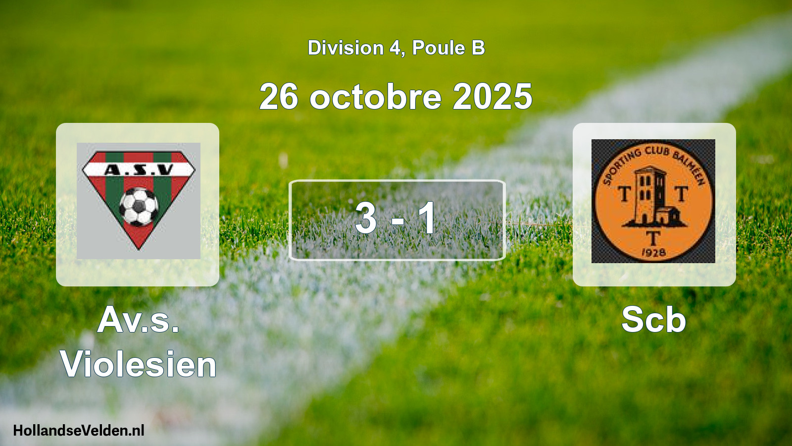 Match joué: Av.s. Violesien - Scb 3 - 1 (26 octobre 2025)