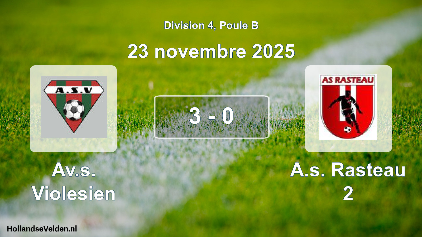 Gespeelde wedstrijd: Av.s. Violesien - A.s. Rasteau 2 3 - 0 (23 november 2025)