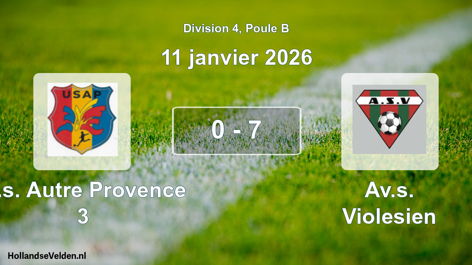 Gespeelde wedstrijd: U.s. Autre Provence 3 - Av.s. Violesien 0 - 7 (11 januari 2026)
