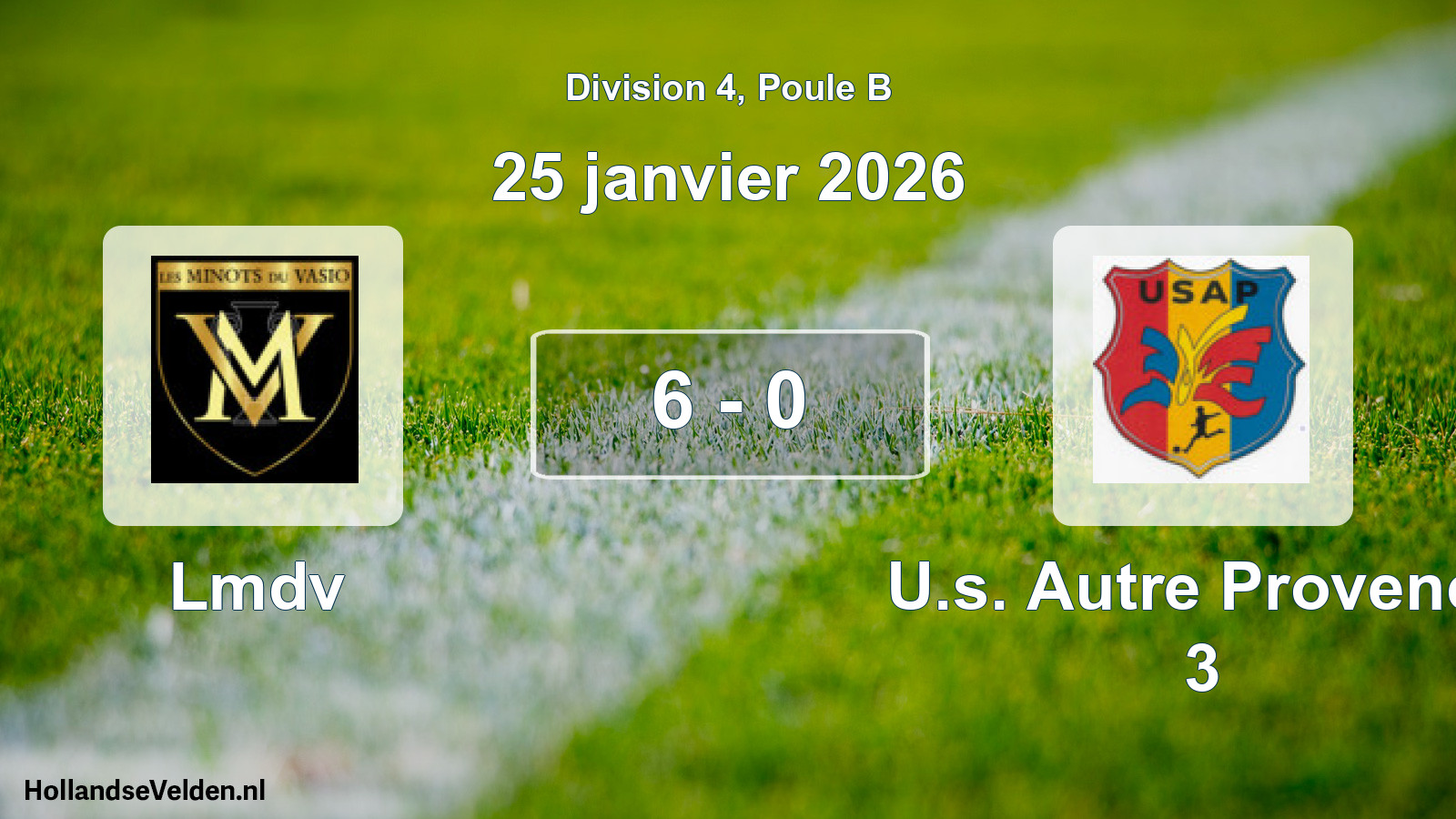 Match joué: Lmdv - U.s. Autre Provence 3 6 - 0 (25 janvier 2026)