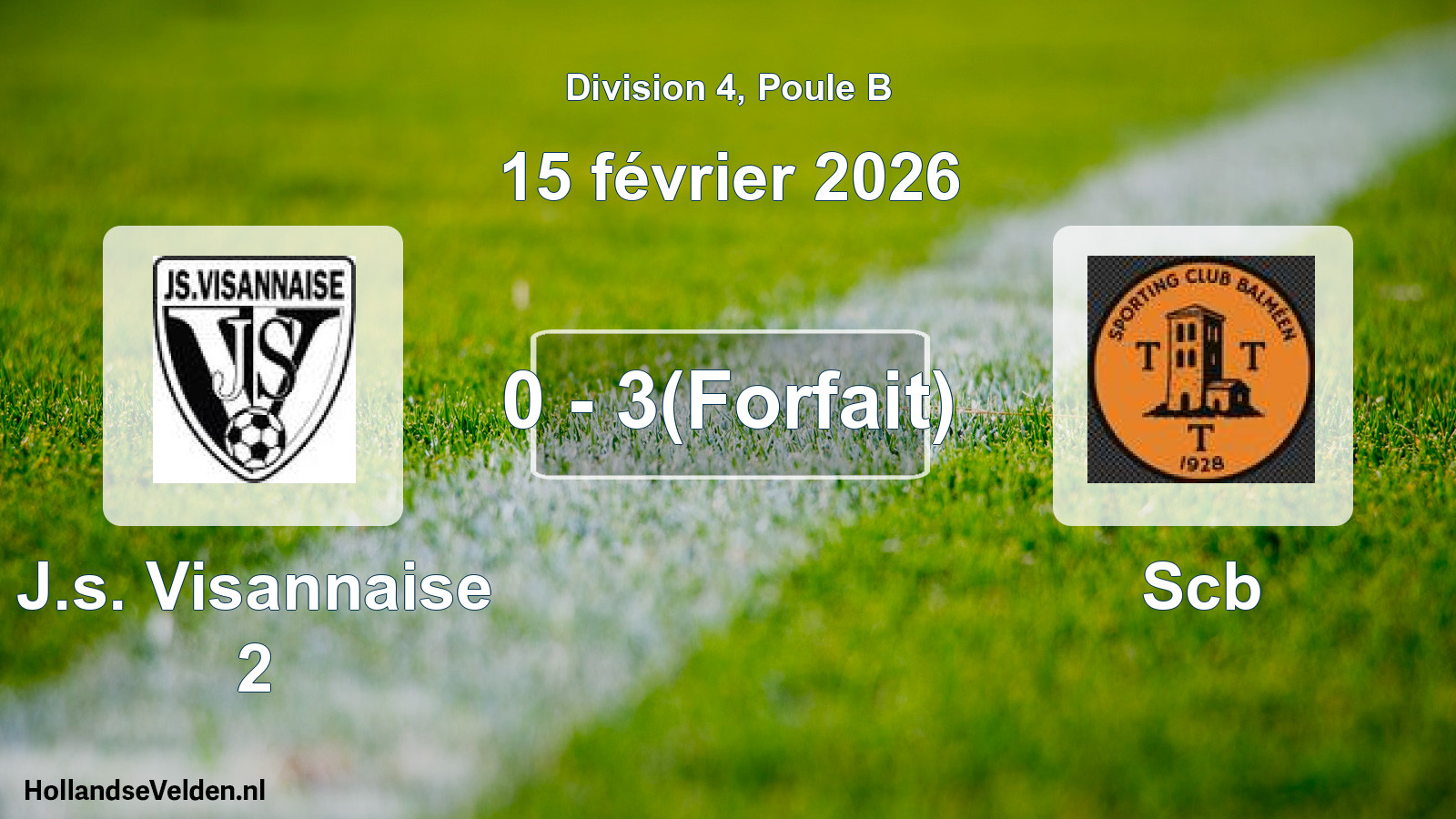 Match joué: J.s. Visannaise 2 - Scb 0 - 3(Forfait) (15 février 2026)