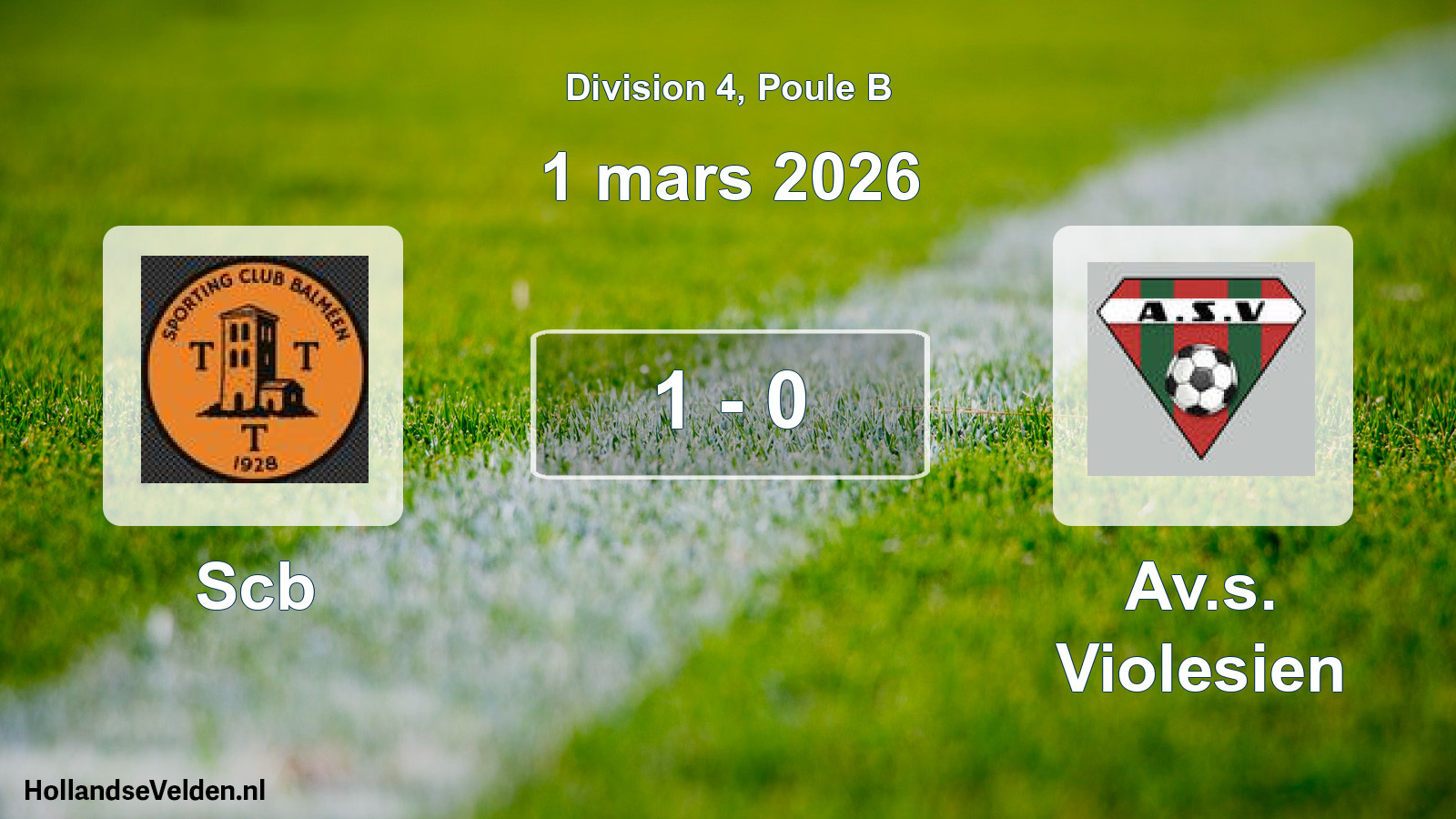 Match joué: Scb - Av.s. Violesien 1 - 0 (1 mars 2026)