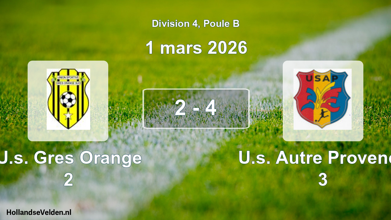Total number of matches played: U.s. Gres Orange 2 - U.s. Autre Provence 3 2 - 4 (1 March 2026)