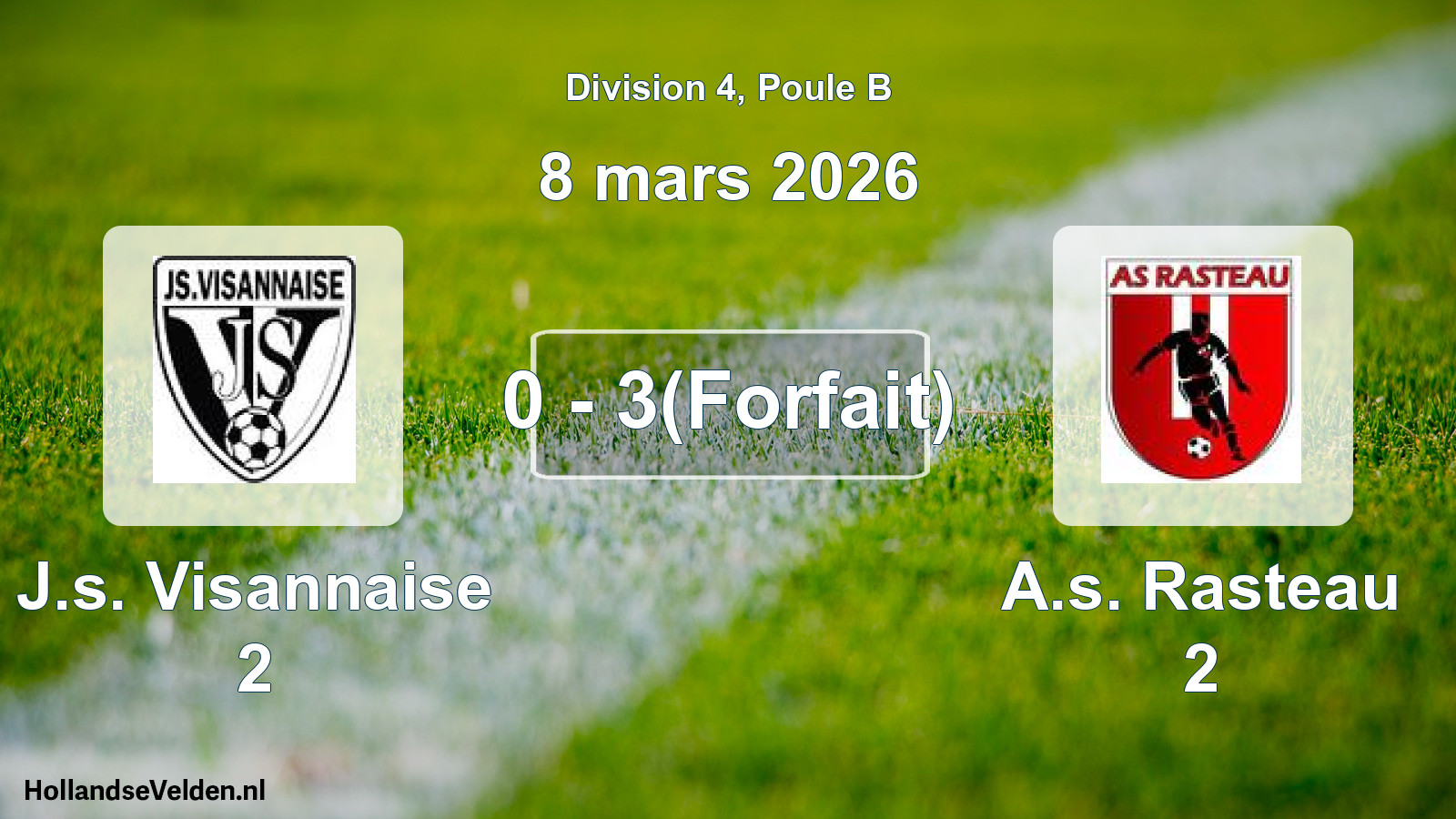 Match joué: J.s. Visannaise 2 - A.s. Rasteau 2 0 - 3(Forfait) (8 mars 2026)