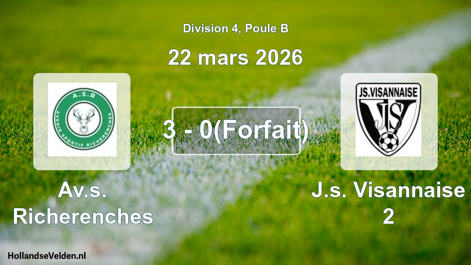 Match joué: Av.s. Richerenches - J.s. Visannaise 2 3 - 0(Forfait) (22 mars 2026)